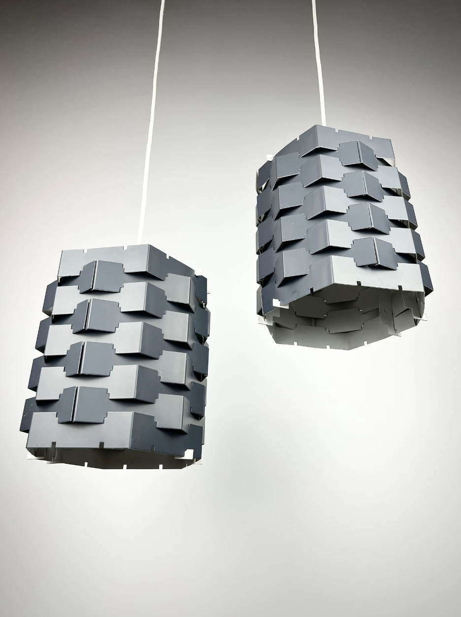Brutalist Pair of Mid-Century Light Shades Ceiling Lights