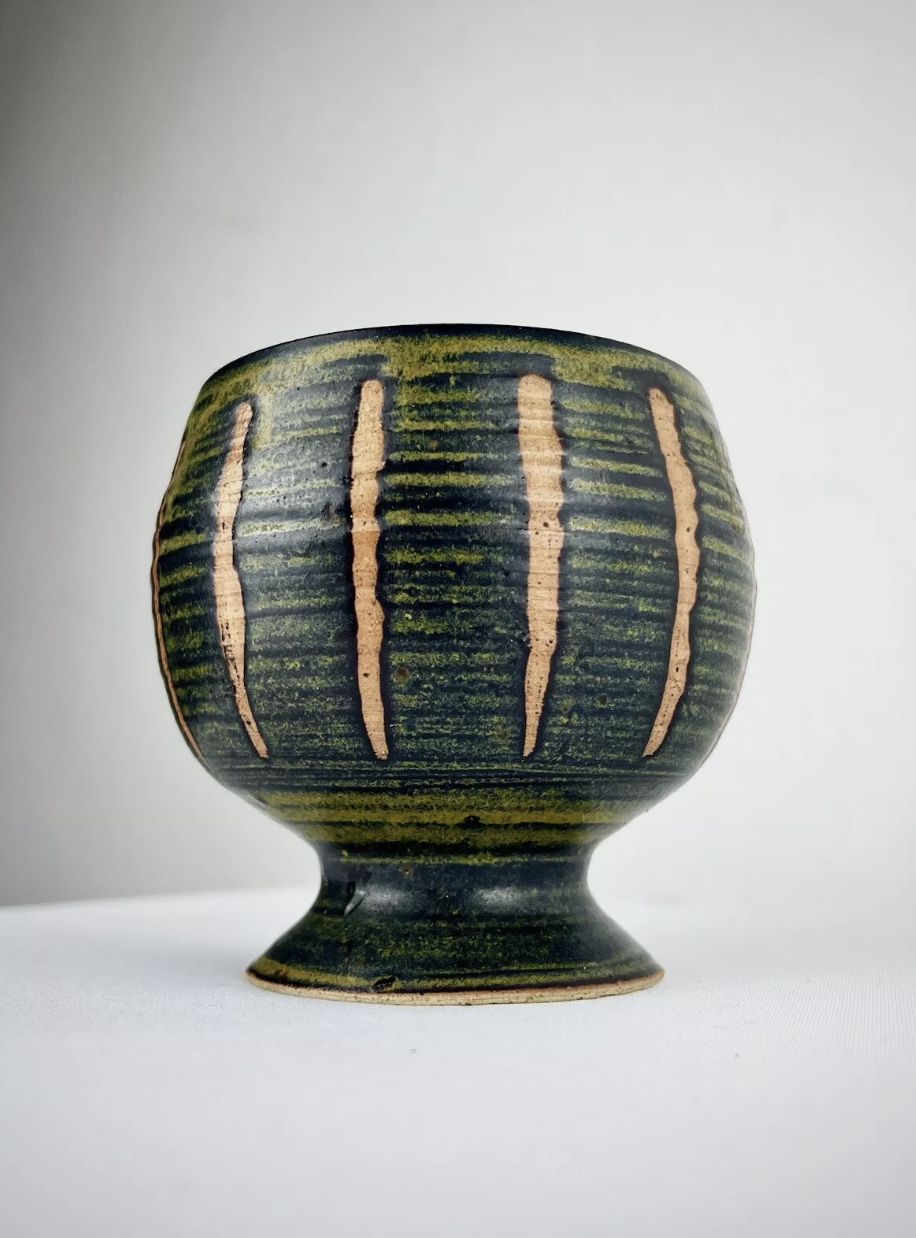 Small Signed Mid-Century Vase, Monster Green
