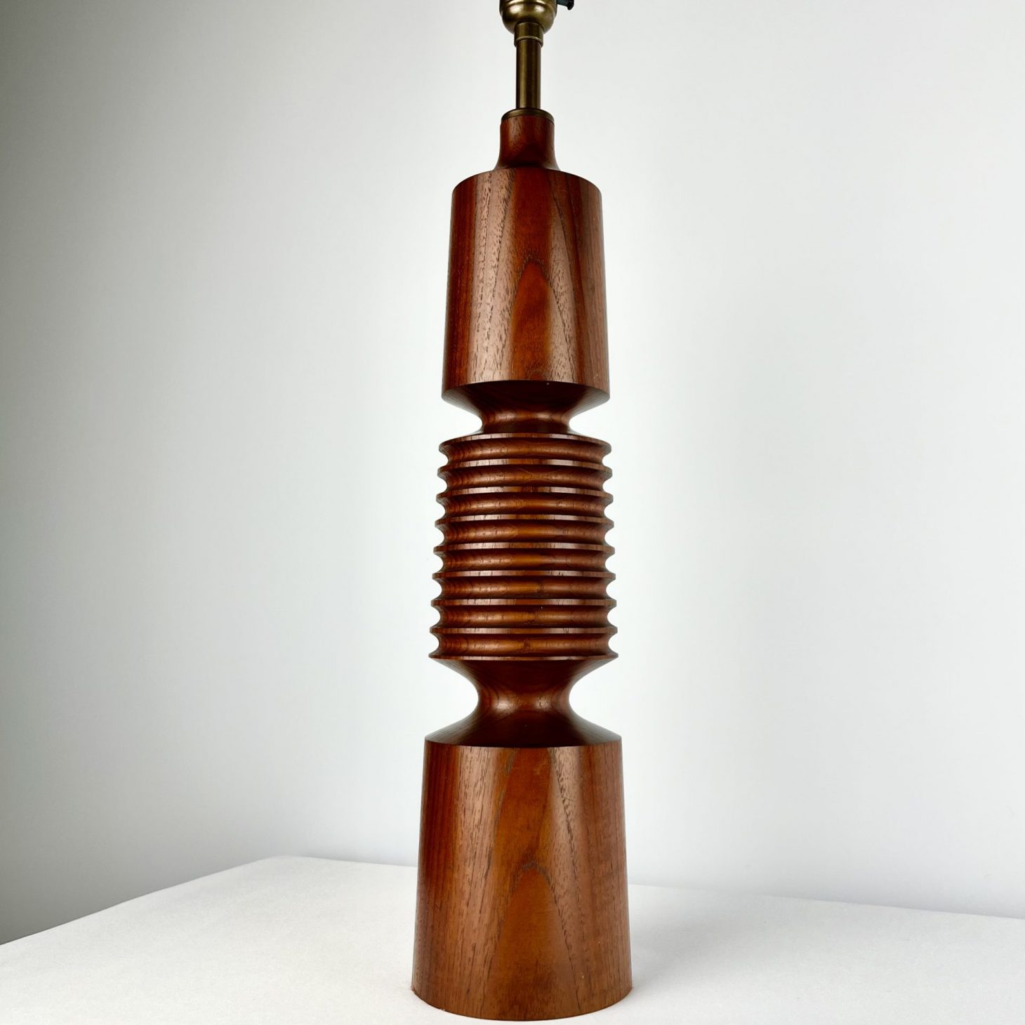 Modernist Turned Teak Lamp Base