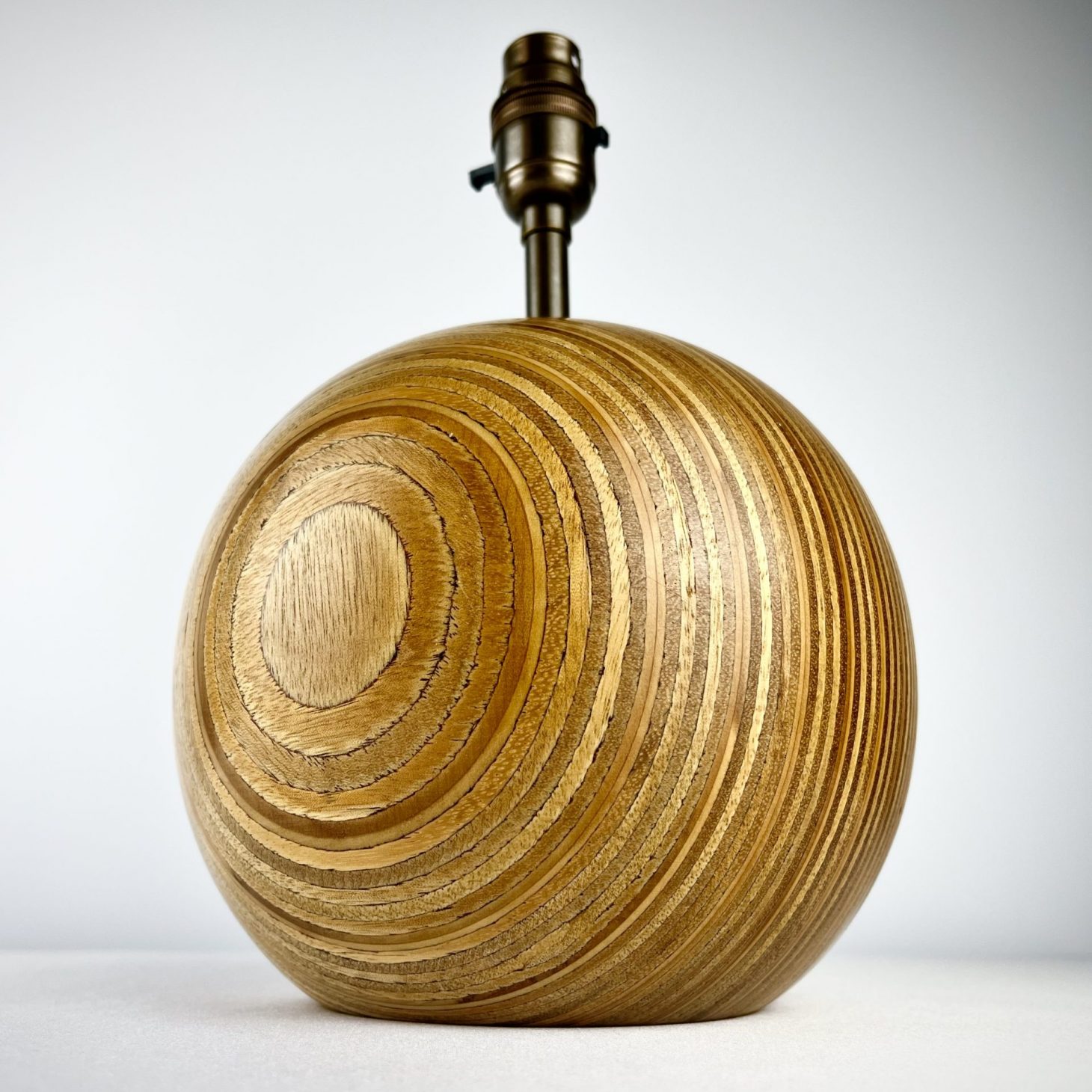 Tactile Mid Century Mixed Wood Ball Lamp