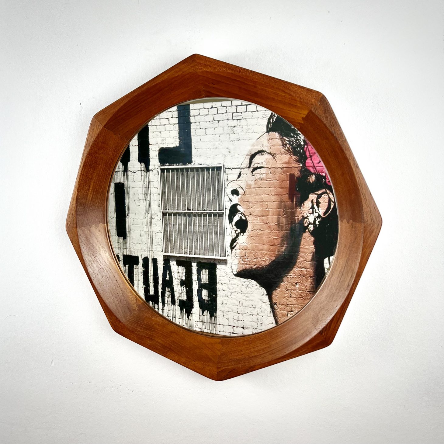 Rare Octagonal Teak Wall Mirror by BVK Denmark, 1960s