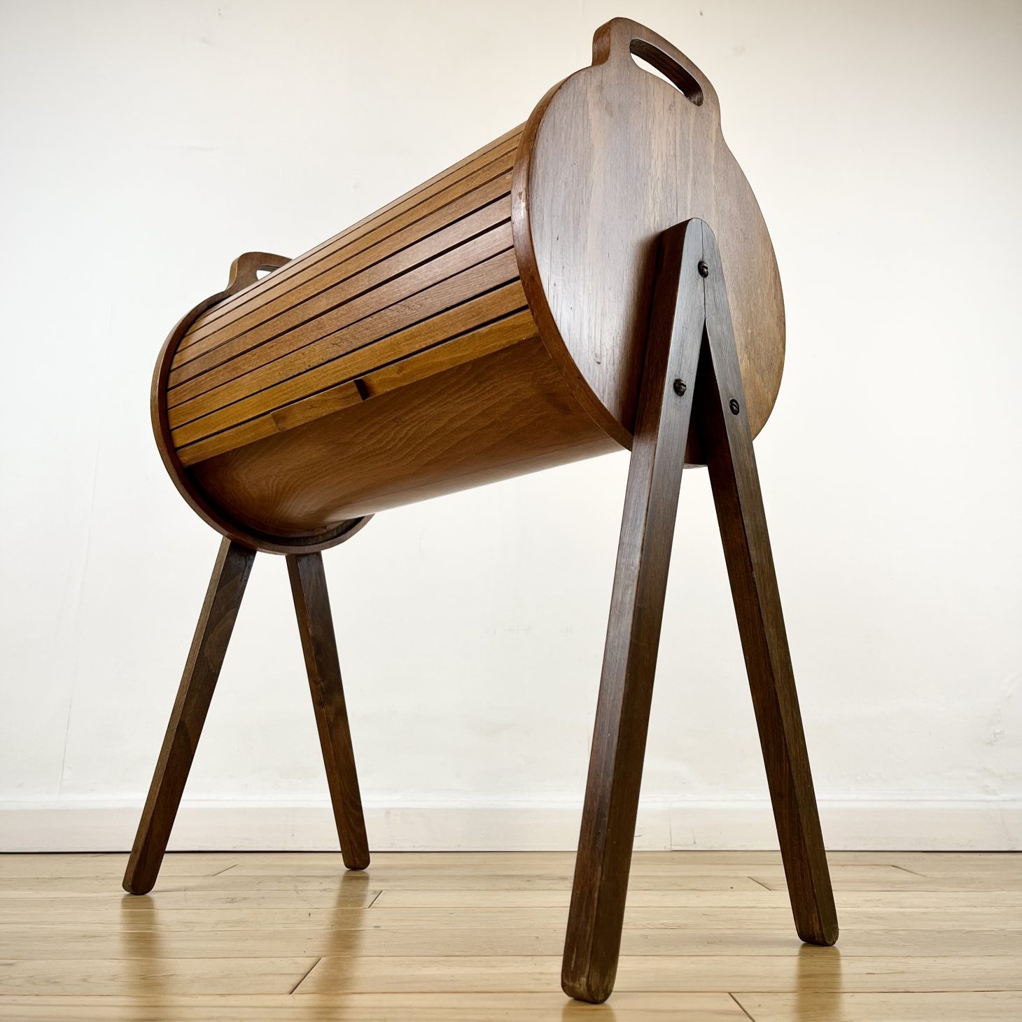 Stylish Yugoslavian 1950s Sewing Box with Tambour Top