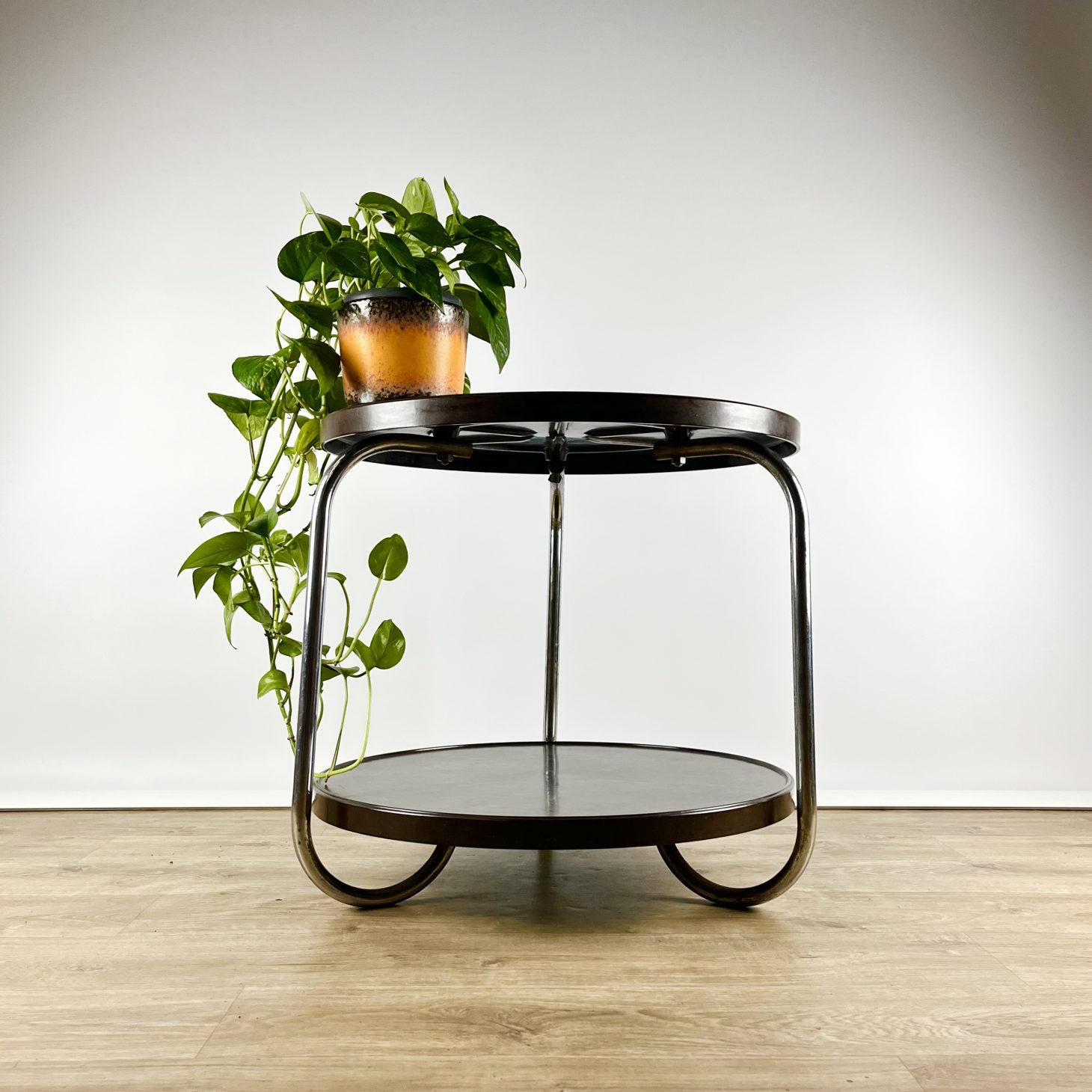 1930s Bauhaus Design Side Table, Bakelite and Chrome