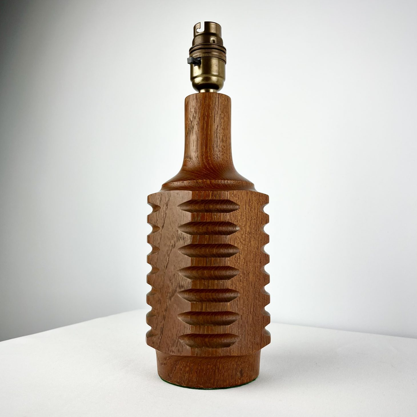 Stylish Faceted Teak Lamp Base, 1960s