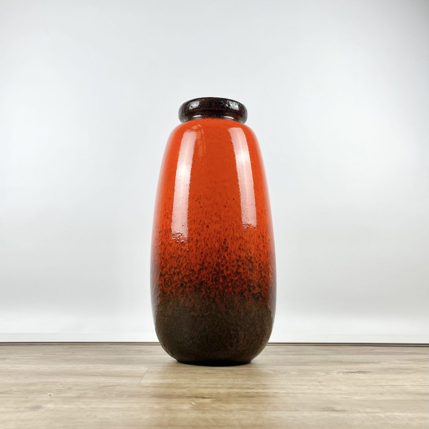 Huge Orange Mid-Century Scheurich ‘Fat Lava’ Floor Vase, German 1970s
