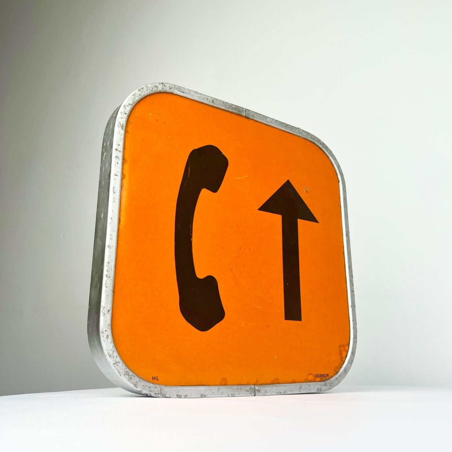 Vibrant Mid-Century Emergency Telephone Sign