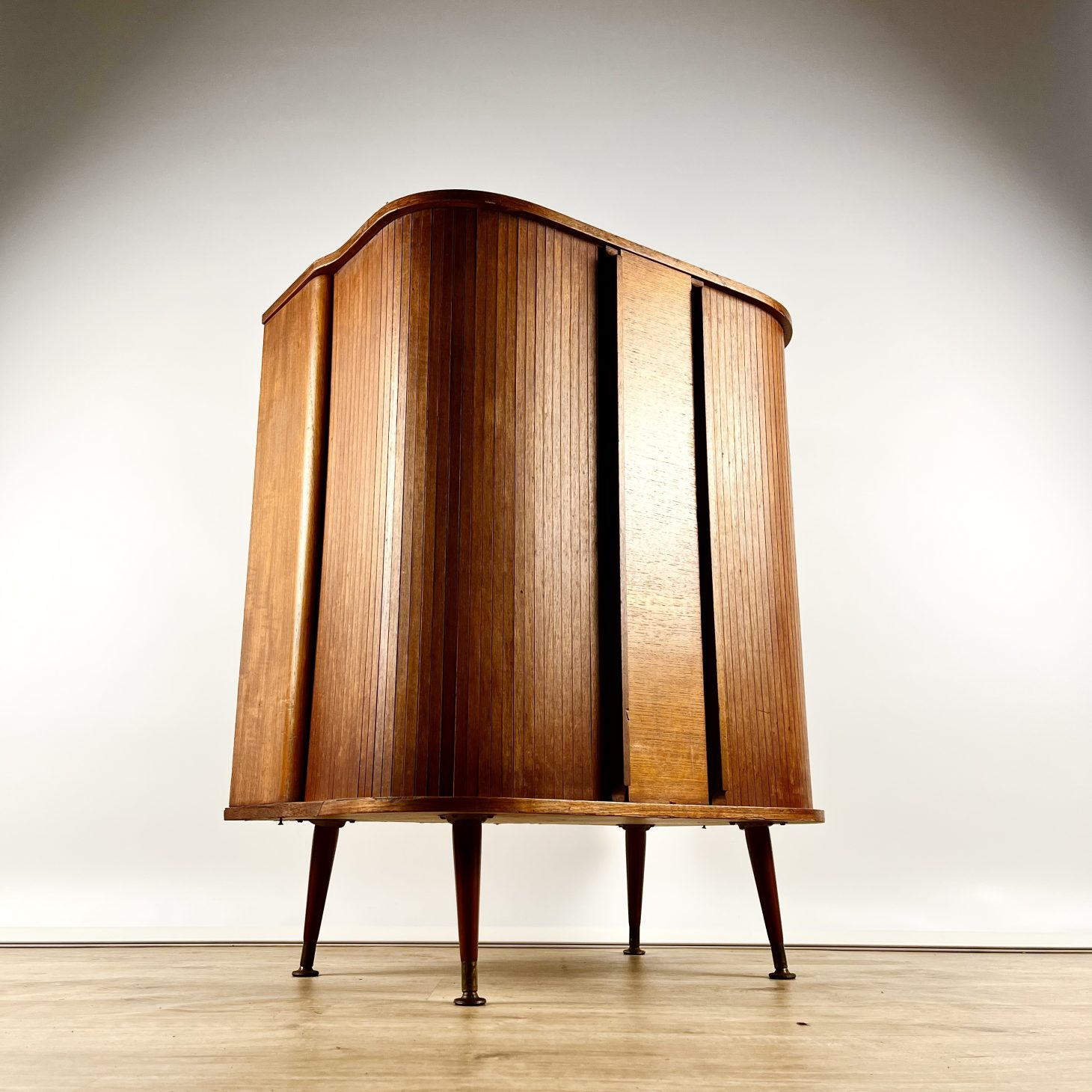 Super Stylish Tambour Door Drinks Cabinet, British 1950s