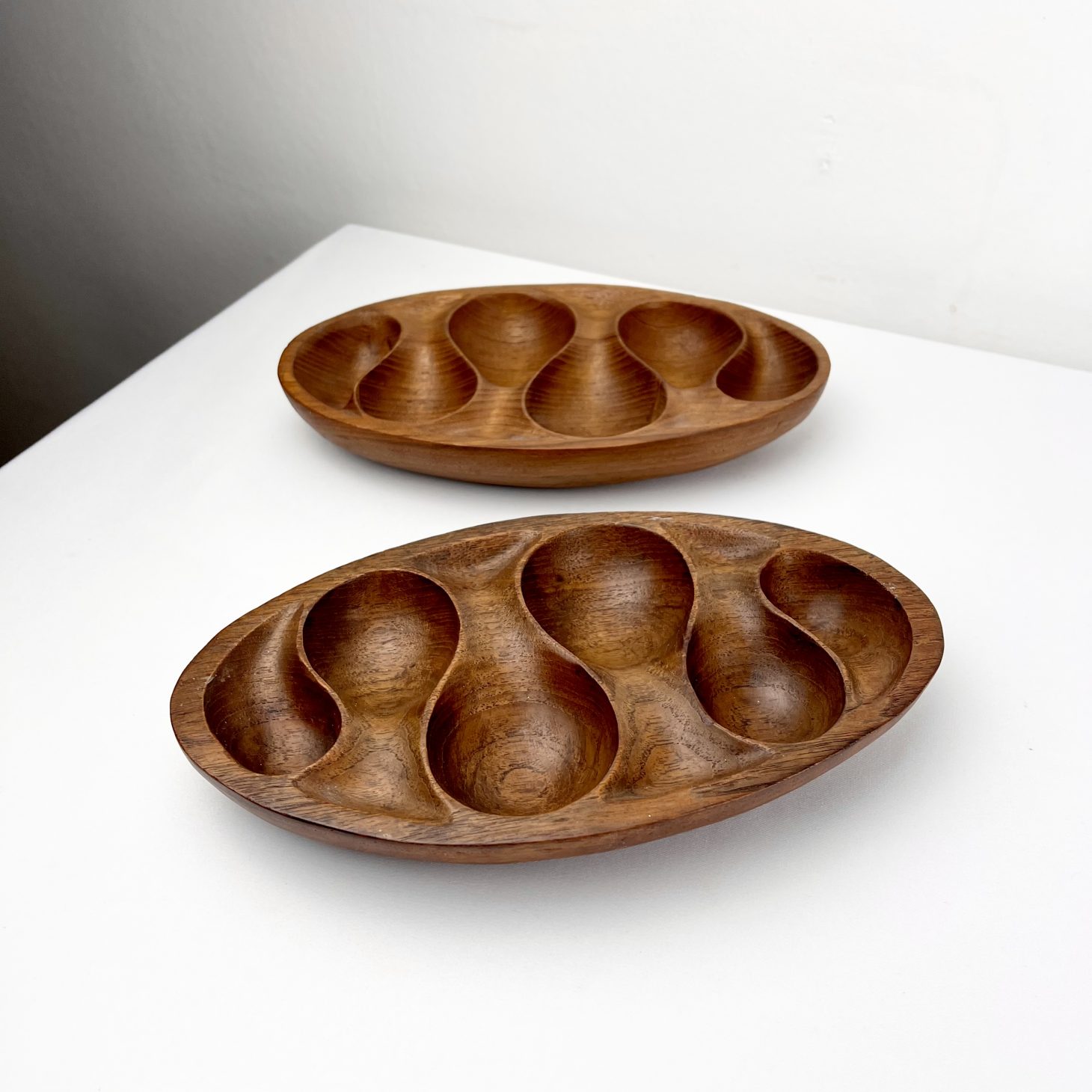 Sculptural Pair of Laur Jensen Style Teak Nut Bowls