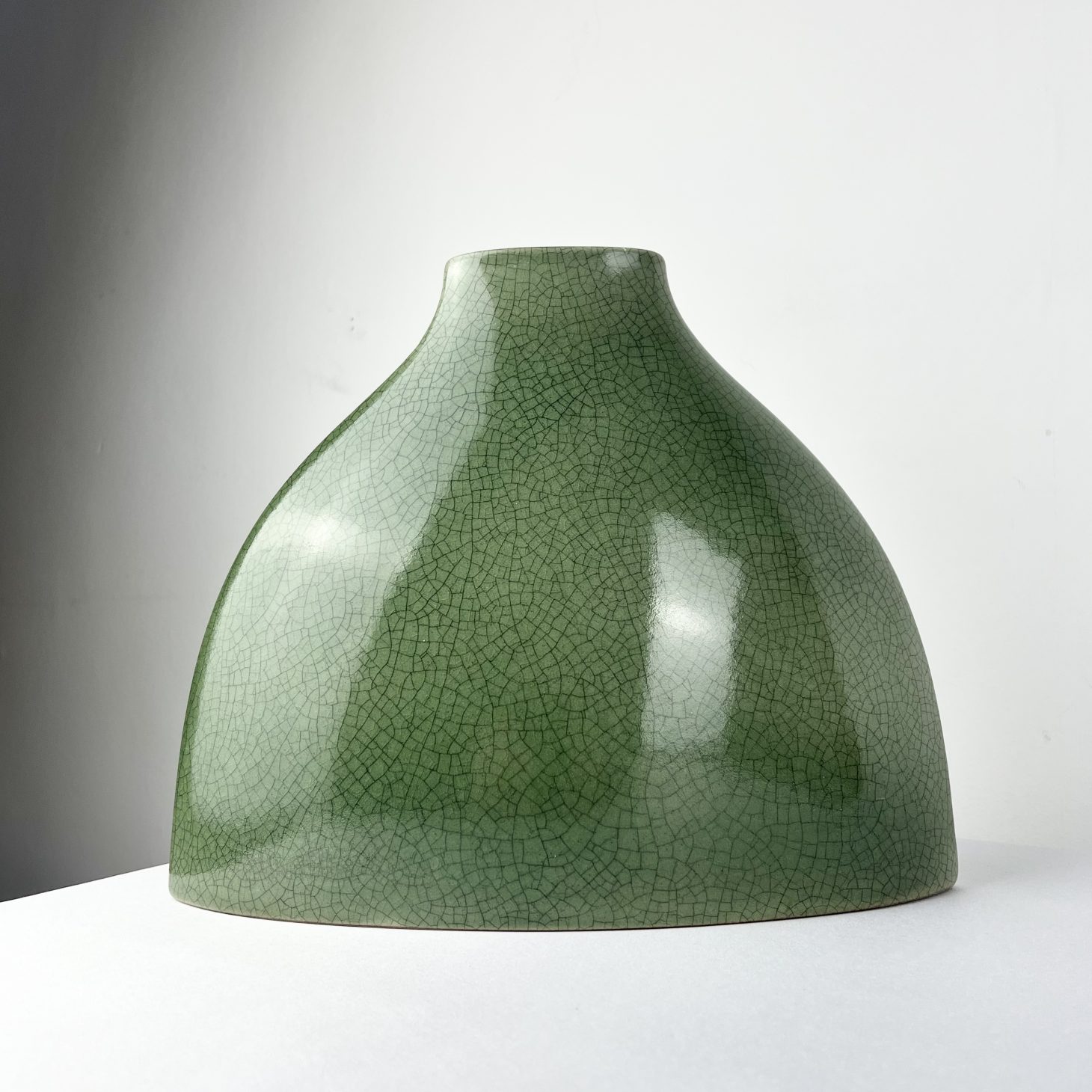 Oriental Style Crackleware Green Vase, 1980s