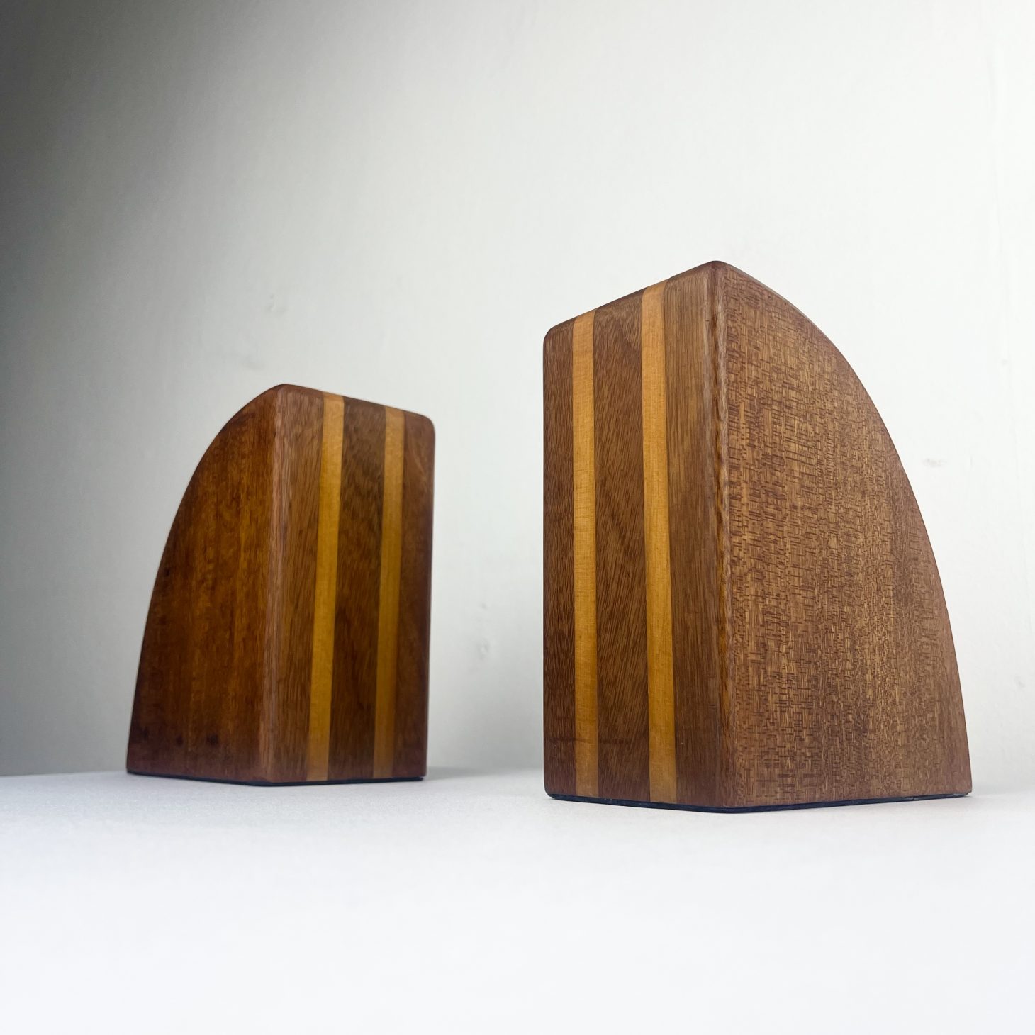 Pair of Modernist Mixed-Wood Bookends, 1960s