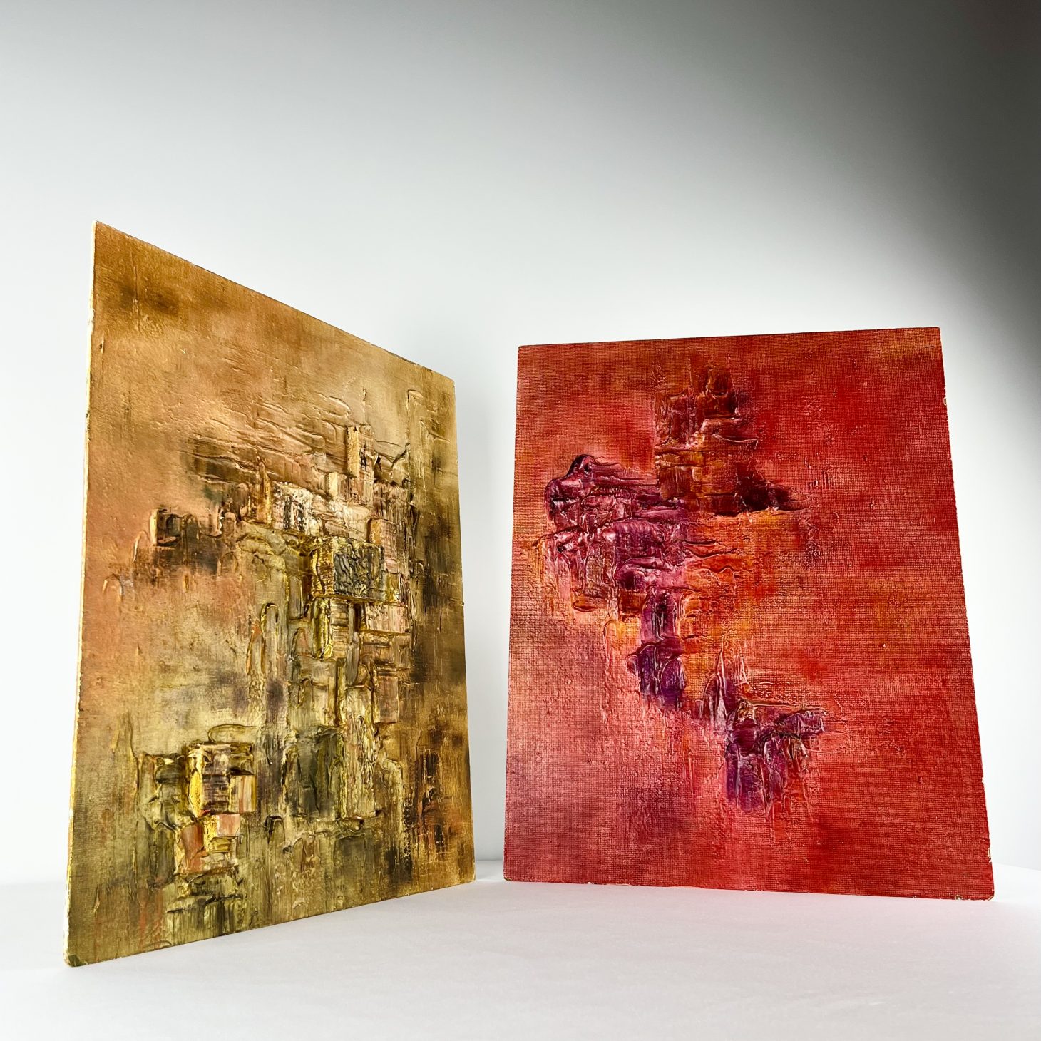 Colourful Pair of 1960s Mixed Media Compositions, Signed John Jackson