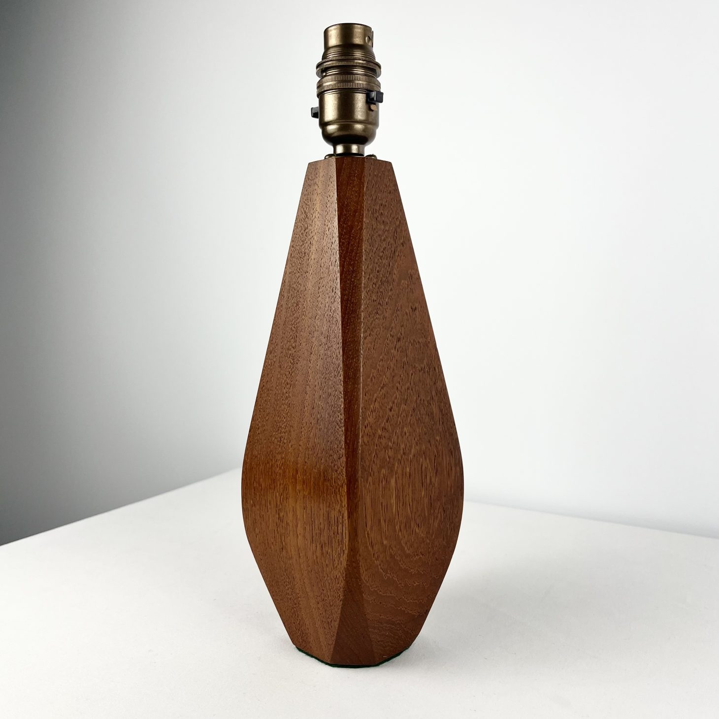 Beautiful 1960s Faceted Obelisk Teak Lamp Base