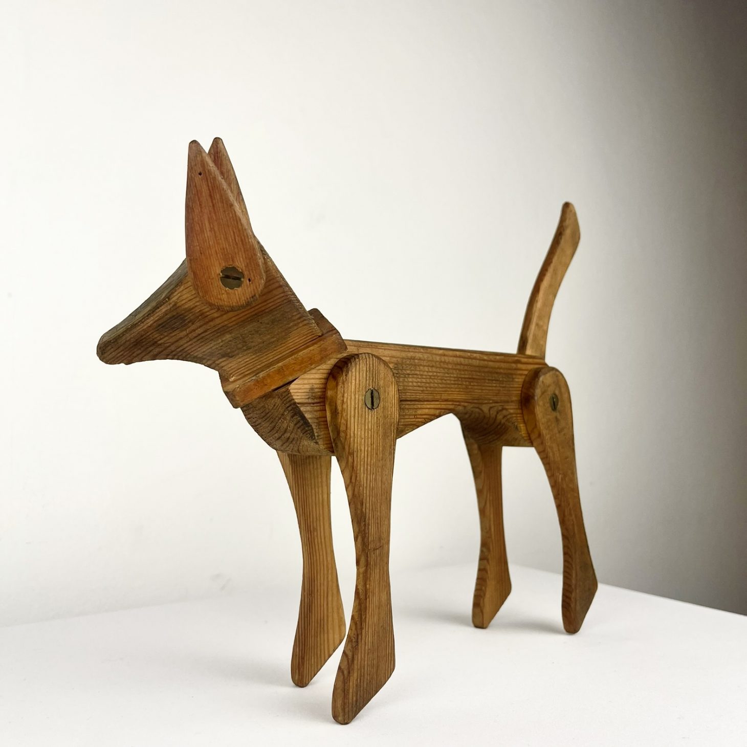 Articulated Folk Art Wooden Dog, Early to Mid 20th Century