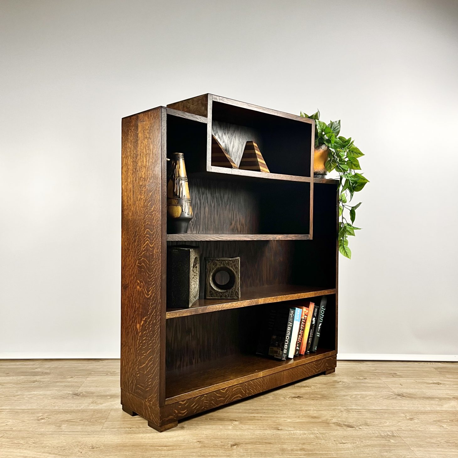 Heal & Son Modernist Open Bookcase in Solid Oak, British 1930s