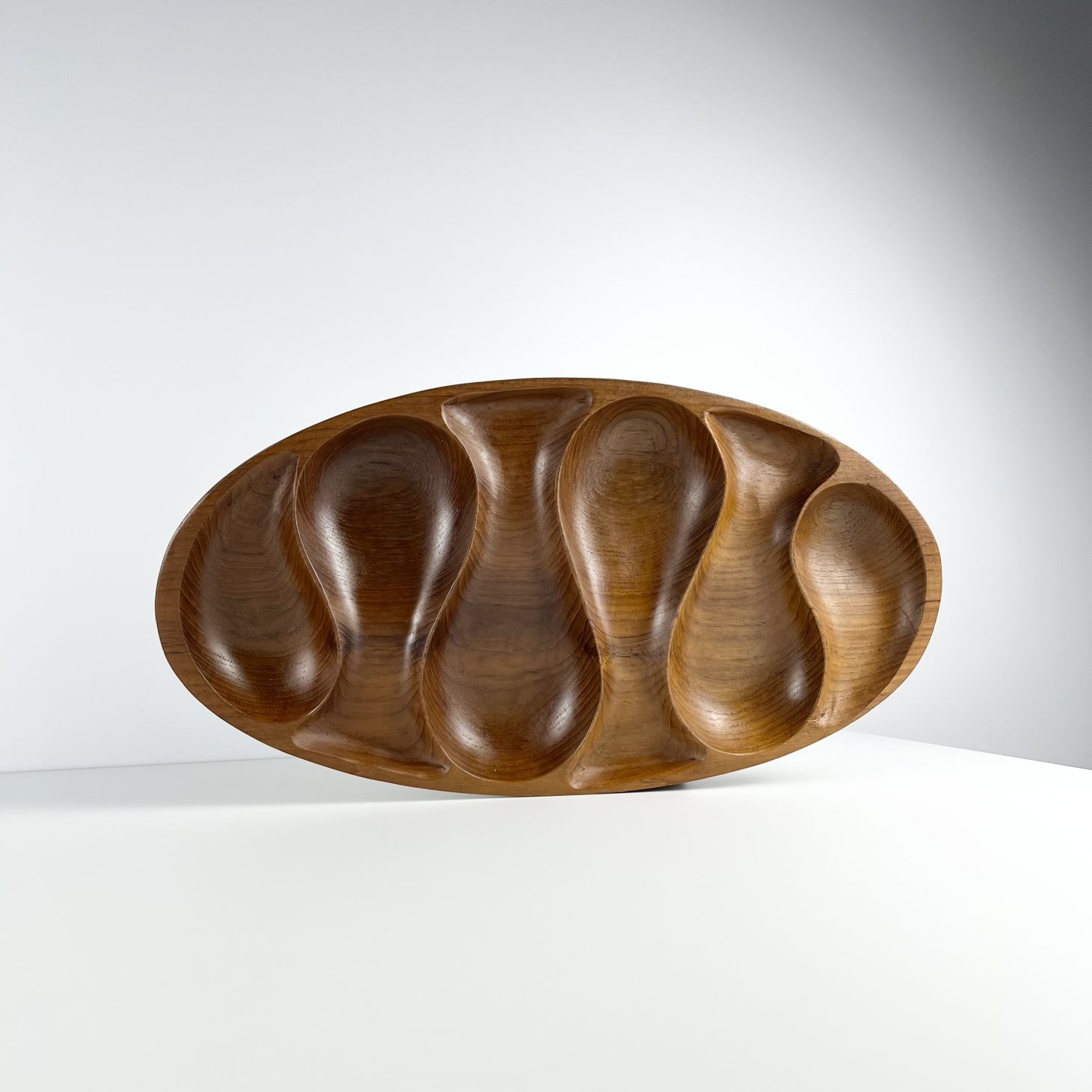 Large Sculptural Laur Jensen Style Teak Snack Bowl