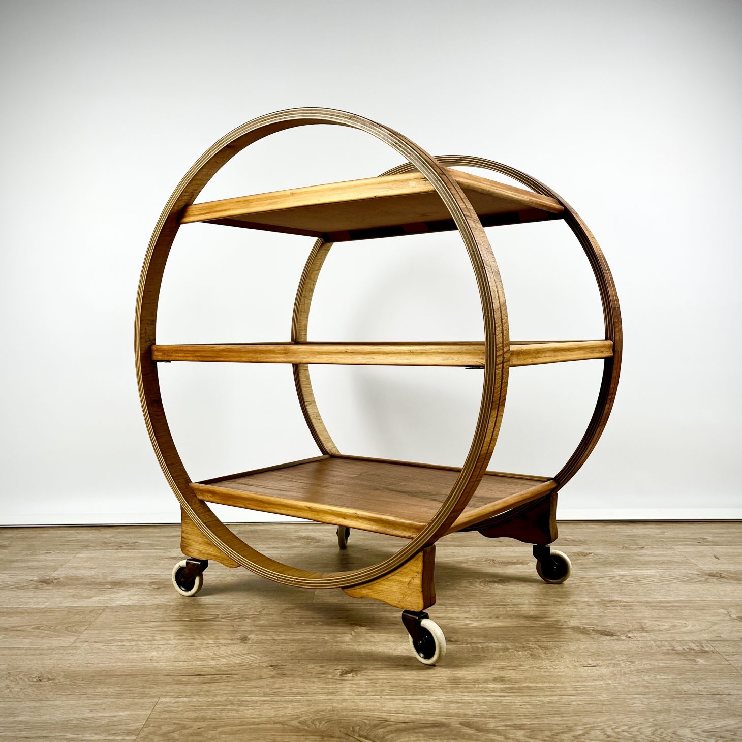 Beautiful Art Deco Walnut Serving Trolley, English 1930s