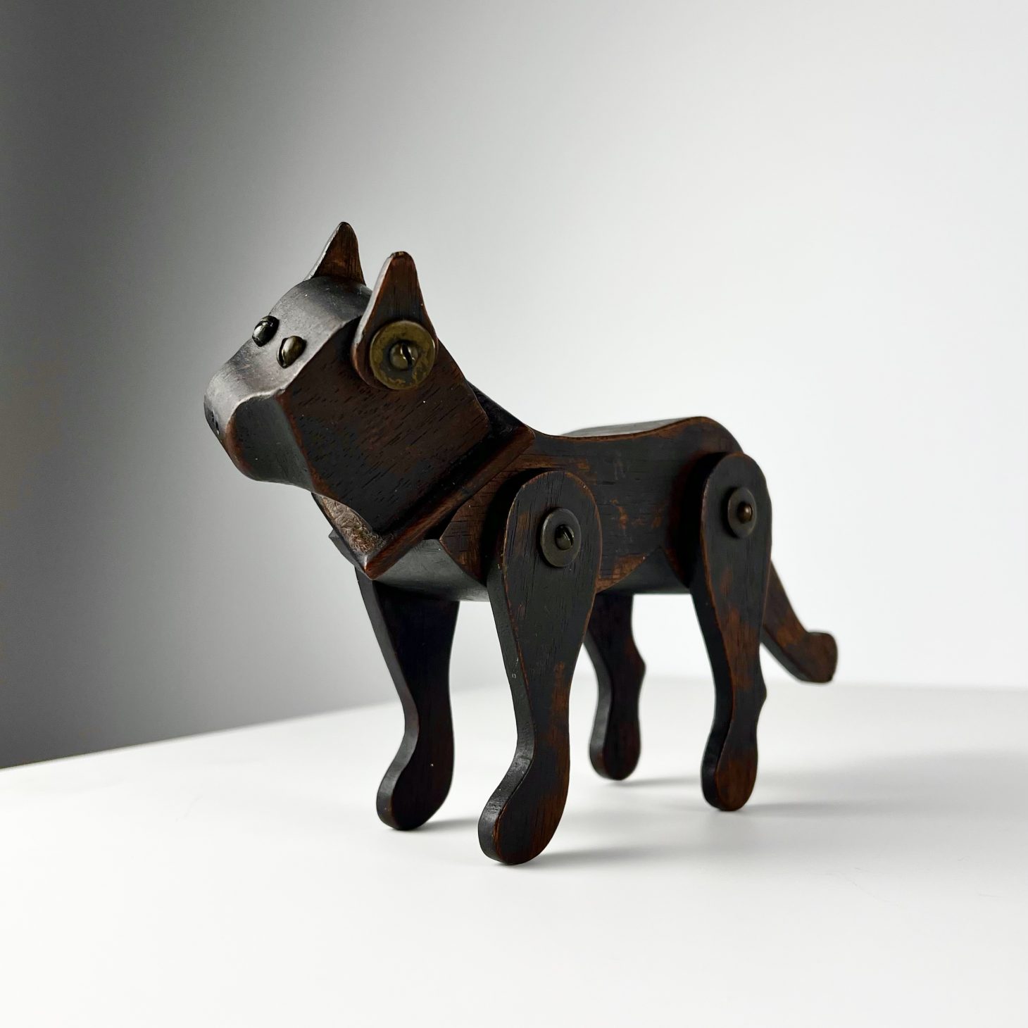Early 20th Century Articulated Wooden Cat