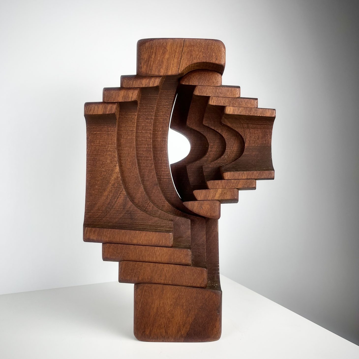 Brian Willsher Signed Modernist Hardwood Sculpture, British 1979