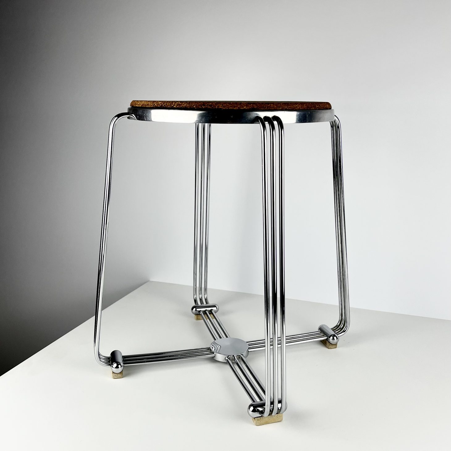 Alpax Bent Chrome Art Deco Stool, British 1930s