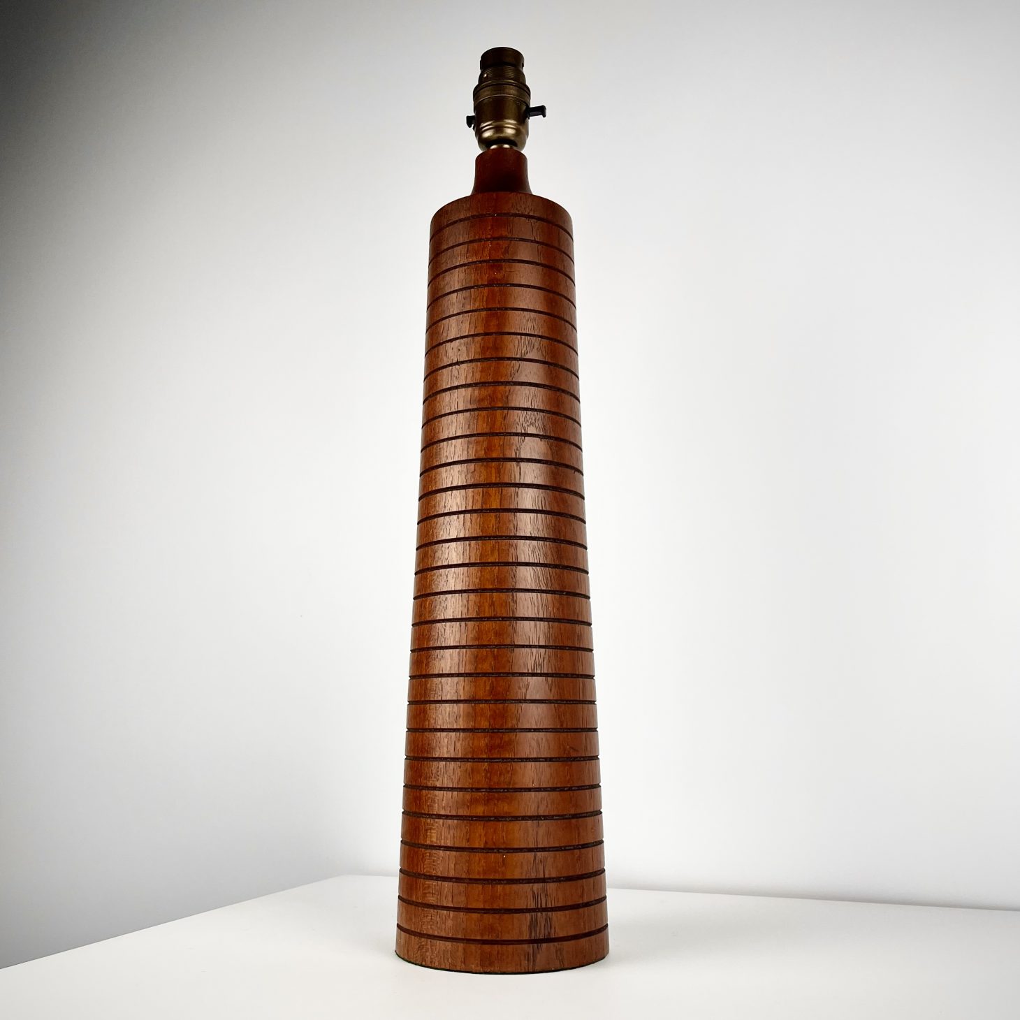 Large Elegant Turned Teak Lamp Base, 1960s