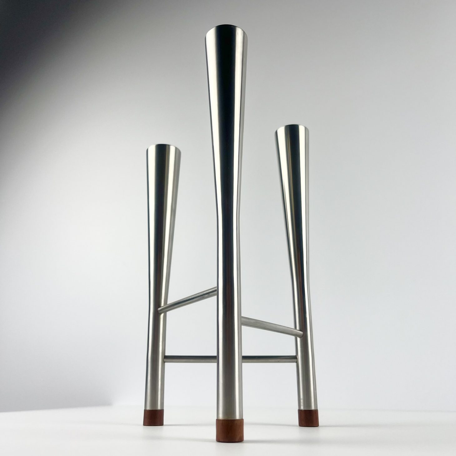 Robert Welch for Old Hall Brushed Steel Candelabra, British 1950s