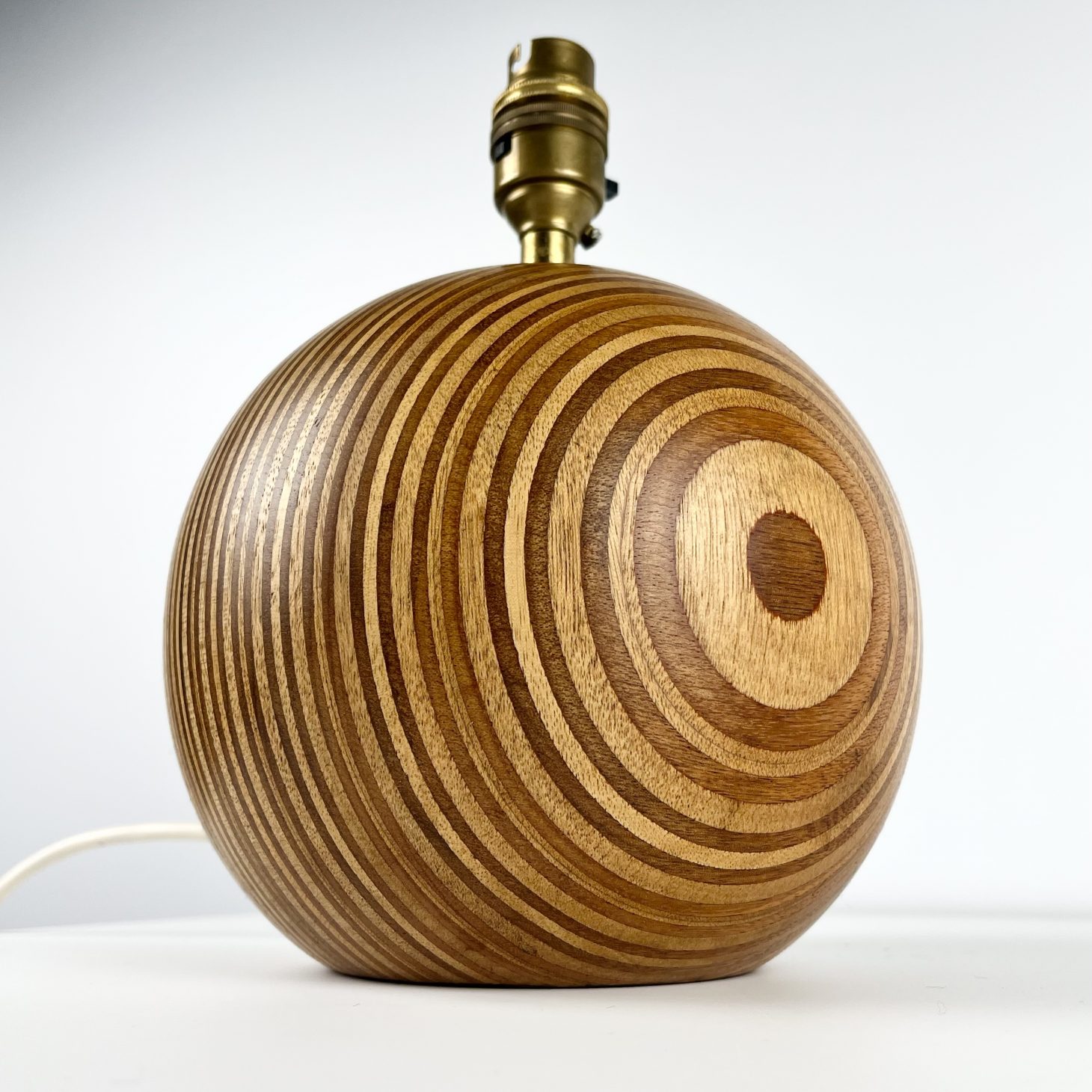 Beautiful Mid-Century Mixed Wood Ball Lamp Base