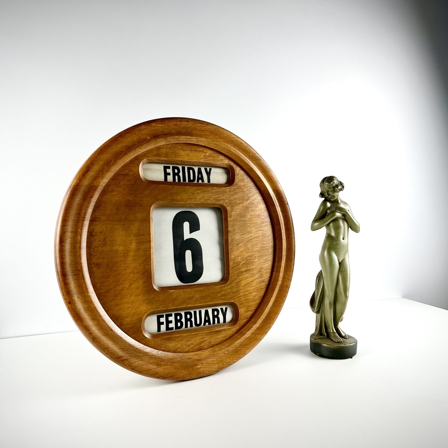Oversized Perpetual Wall Calendar in Oak, British First Half 20th Century