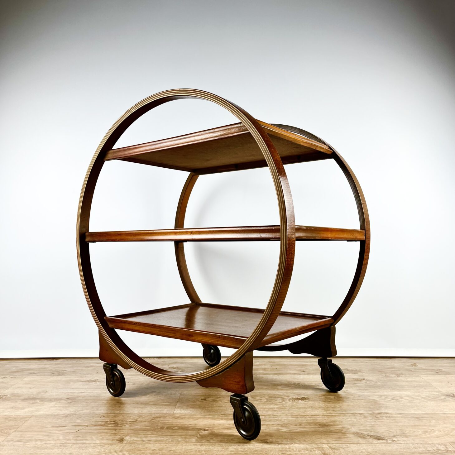 Geometric Art Deco Serving Trolley in Oak, English 1930s